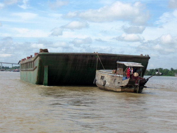 River barge with attached "house"