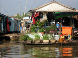 Floating house in the fishing village at Chau Doc
