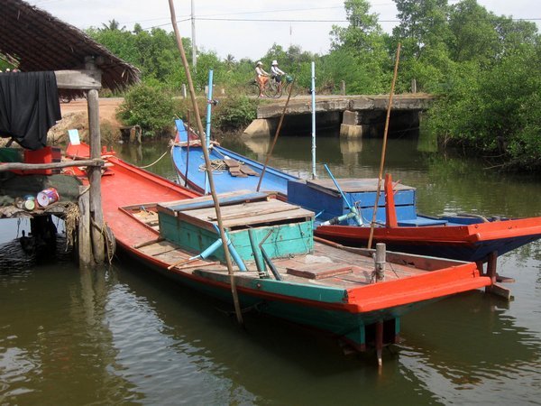 Fishing boats in canal near Kep