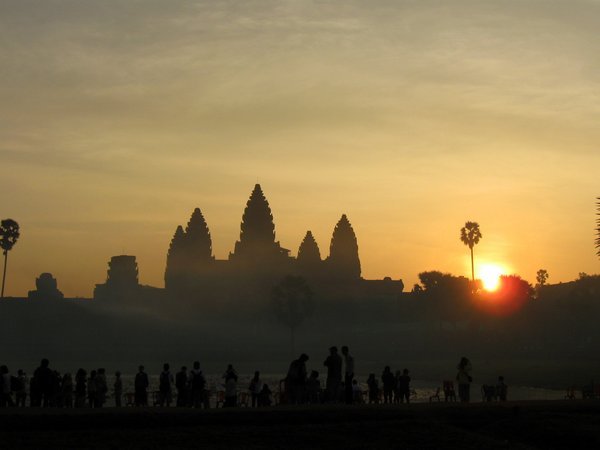 Photographers at sunrise,  Angkor Wat