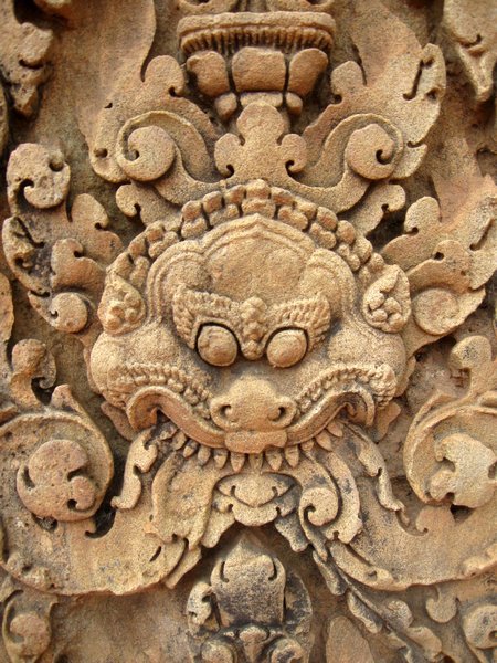 Detail of stonework at Banteay Srei