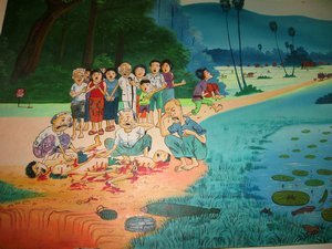 Sad painting depicting the Pol Pot terrors