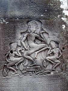 Detail of stone carving at Angkor Thom