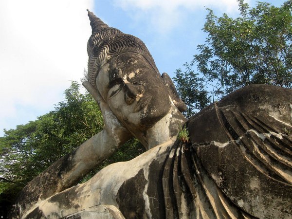 The enormous cement reclining Buddha at Buddha Park