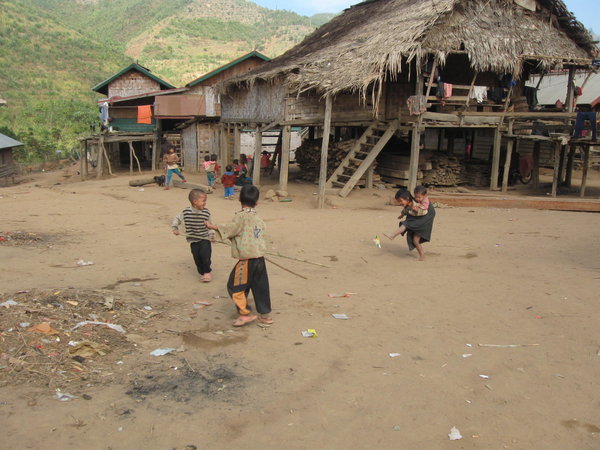 Playing in the village