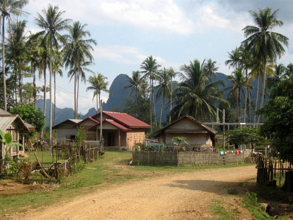 Typical village near Vang Vieng