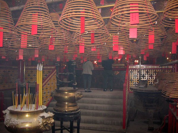 The very smokey Man Mo temple on Hong Kong island