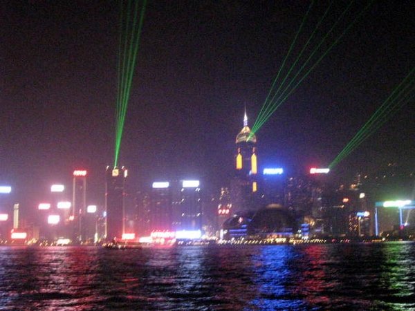 Light show from Hong Kong island
