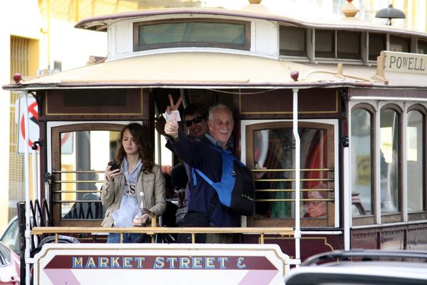 Jerry and I boarding a cable car