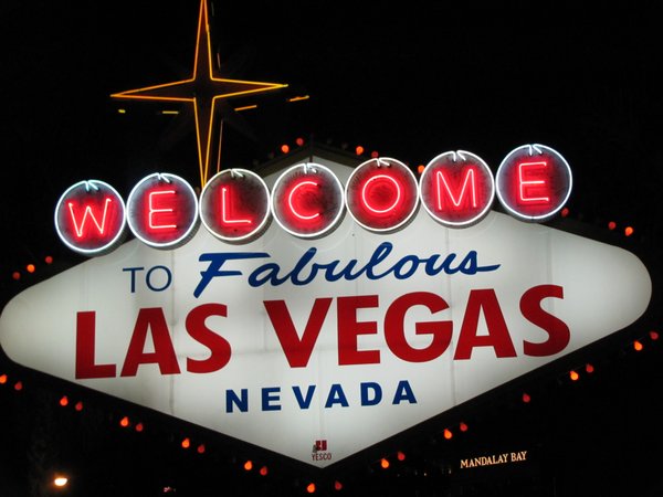 The Vegas sign in the evening