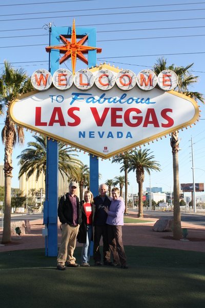 Devin, Jane, Jerry and I in front of the Vegas sign