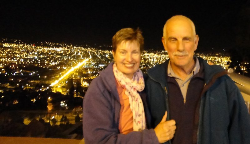 Jerry and I with lights of Cuenca in background