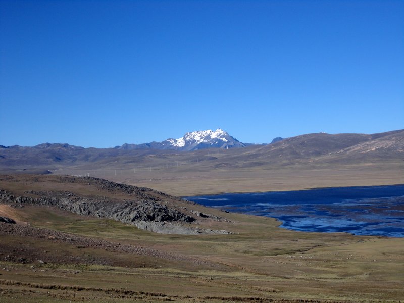 Glacier fed lake in the valley between the Cordilleras Blanco and Nego