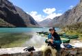 Lunch stop,day 3, one of the two coloured Llanganuco Lakes at the base of Mt Huascaran