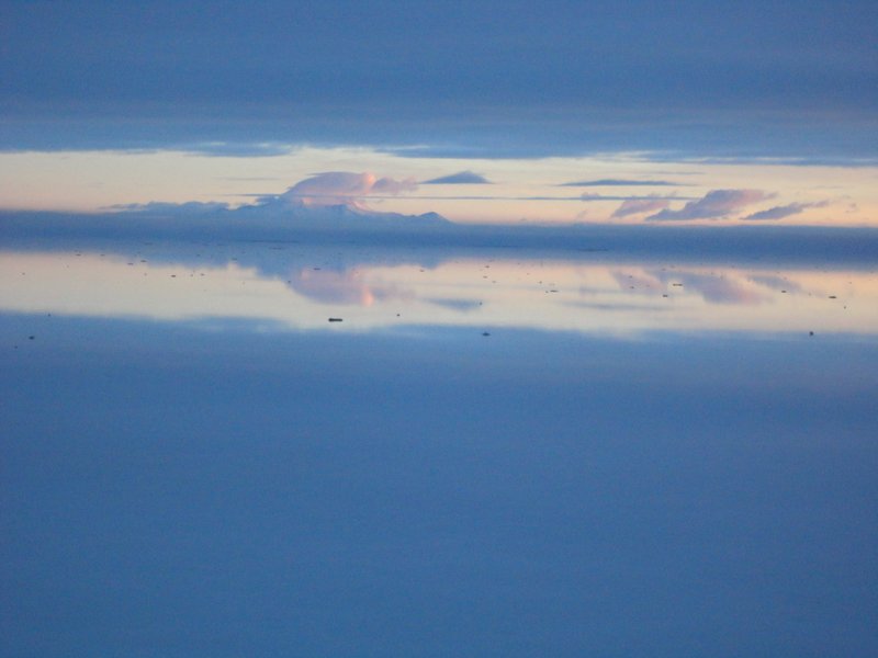 Clouds reflected in the Salar