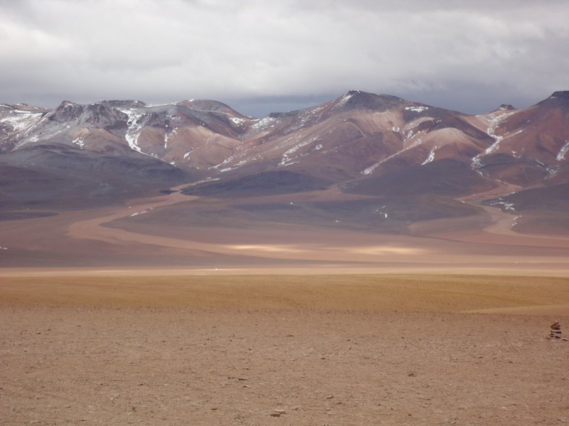 The Andes mountains with the stony desert in front 