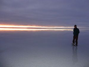 Jerry and his shoe laces at sunrise at Salar de Uyuni