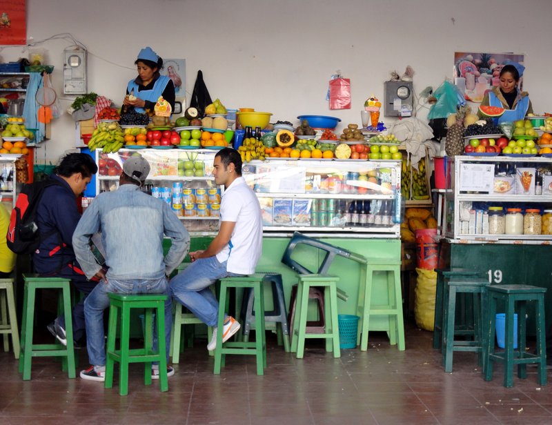Fresh fruit juice stall in the market