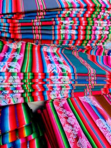 Vivid woven fabric for sale at the local market