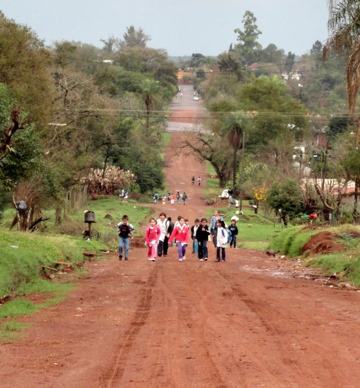 Children coming home from school in San Ignacio Mini