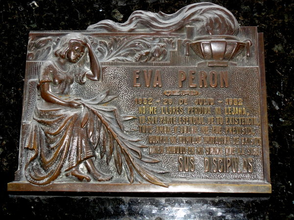Plaque on Eva Peron's grave, Recoleta Cemetery
