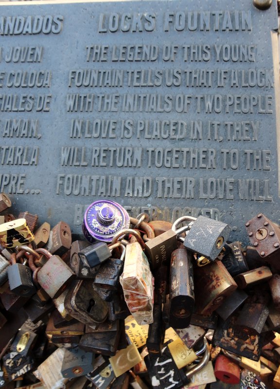 Locks on the Fountain of Love in the central Montevideo