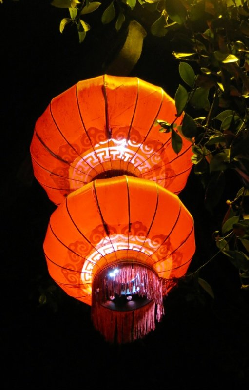 Red lanterns glowing