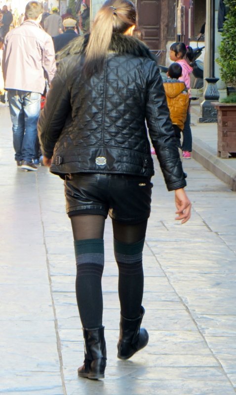 Latest Chinese winter fashion - fake leather..