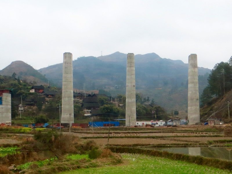 Pillars from new road construction