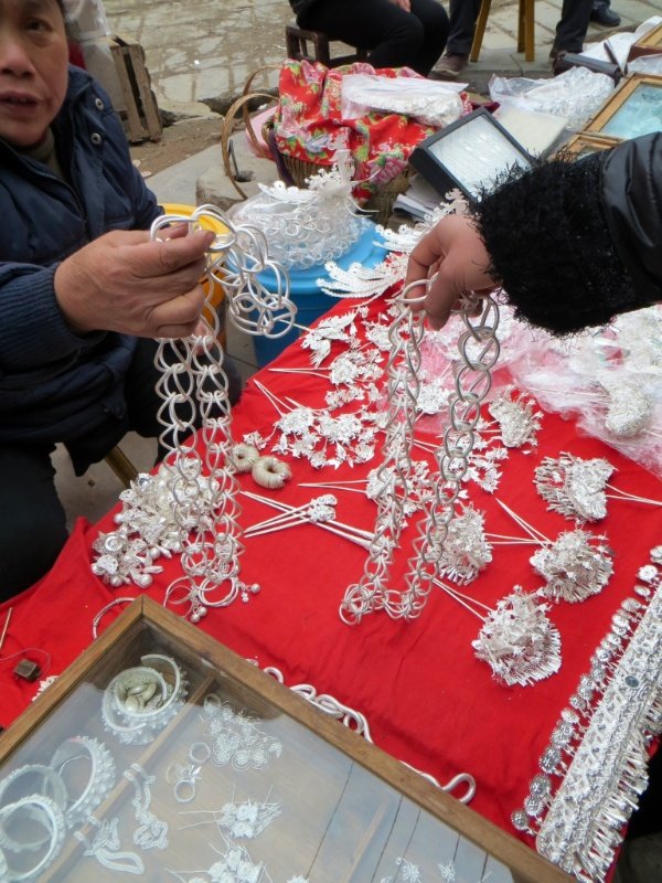 There were dozens of tables selling traditional Miao silver jewellery