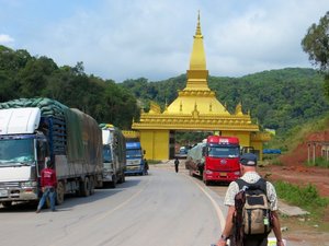 Walking across 'No Mans Land' between China and Laos immigration
