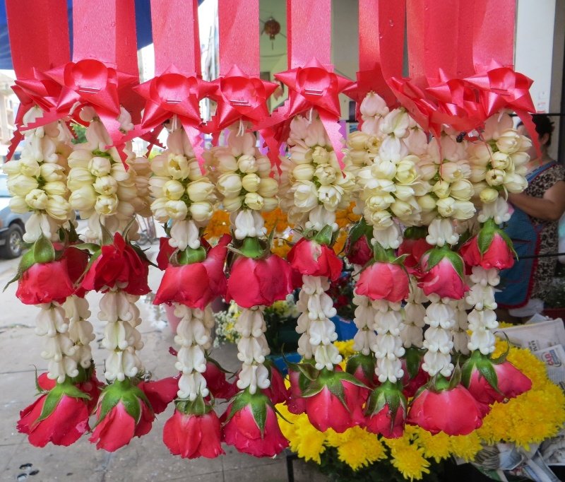 Thai floral temple offerings - so pretty and beautifully made