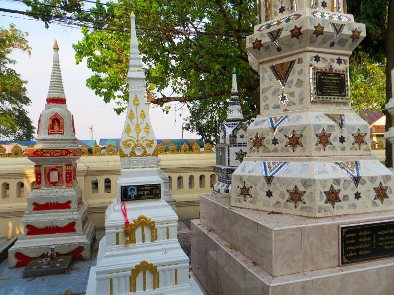 Mosaic decorated stupas used as memorial shrines in the Isan region 
