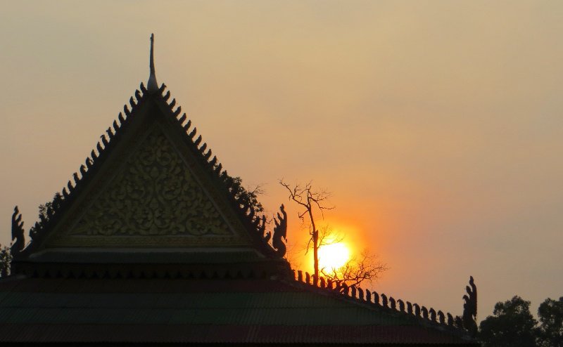 Sunset over the temple roof