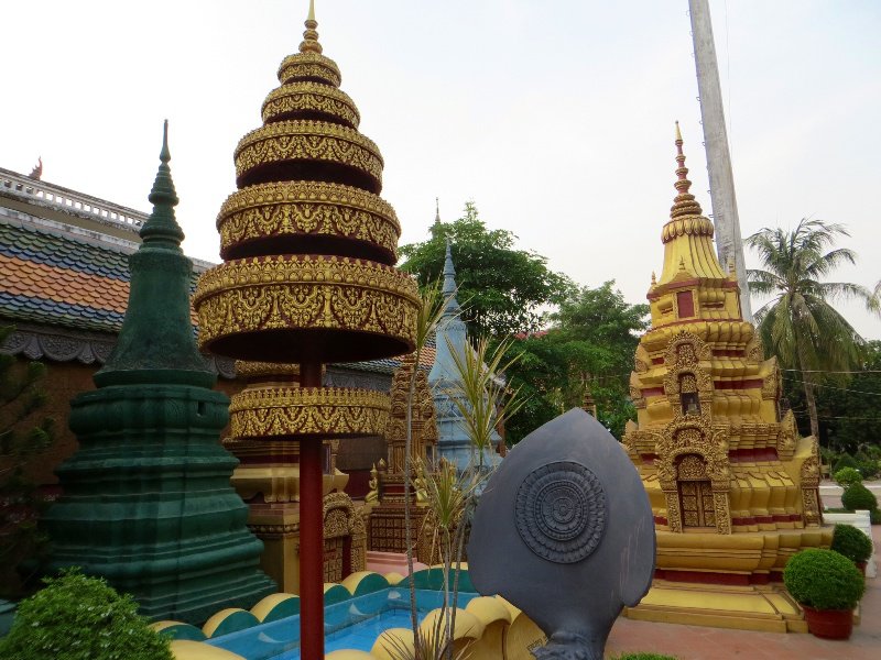 Stupas and gilt umbrellas in temple grounds