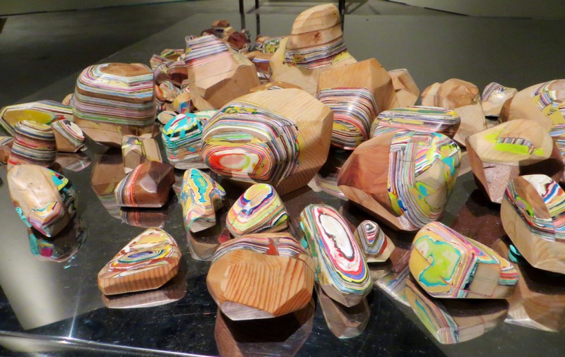 Wooden 'rocks' at the Arts Museum