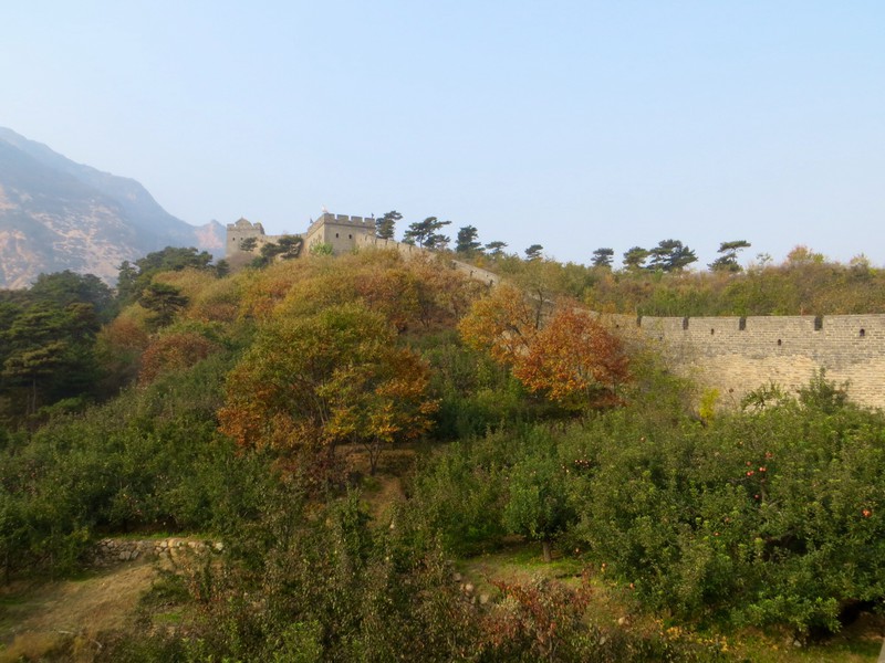 Autumn colours and the wall at Jiumenkou Great Wall