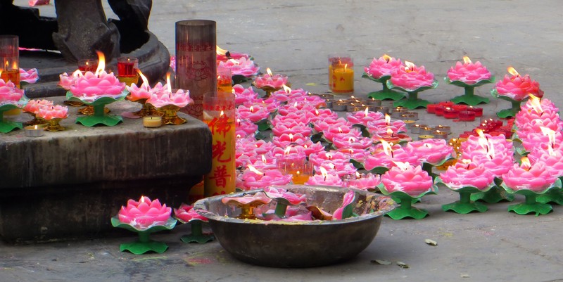 Lotus shaped candles at Fayuan Temple