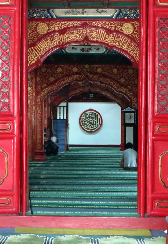 Inside the prayer hall at the mosque