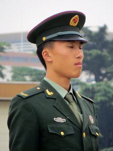 Soldier on duty on Tianamen Square