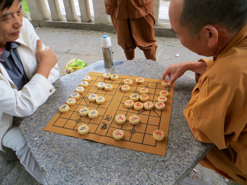 Monks enjoying their free time in the temple grounds