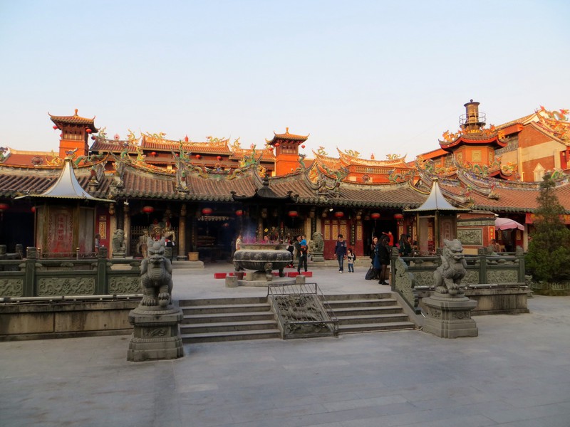 Guandi Temple entrance at dusk