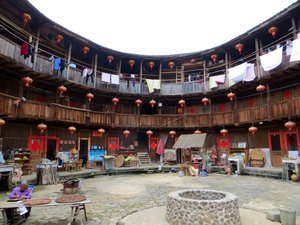 Internal courtyard of one tulou where many families still live