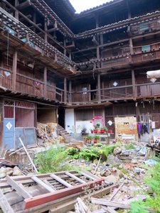 Interior courtyard of one of the dilapidated square tulous