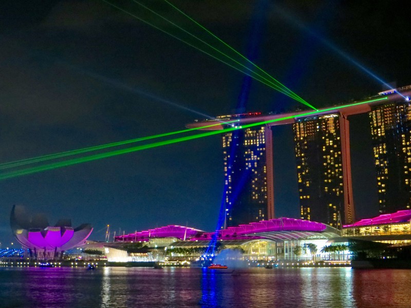 Light show from the Marina Bay Sands  complex.