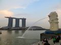 Merlion fountain opposite the Marina Bay Sands complex