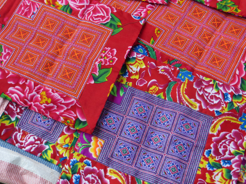 Colourful floral and embroidered apron squares