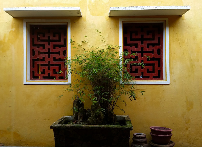 The lovely faded yellow of the house walls in Hoi An