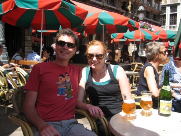 Belgian beers in the sun, Grand Place, Brussels