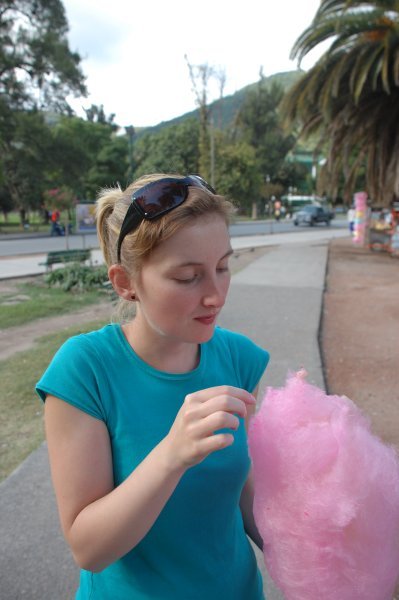 Michelle checking out the candy floss